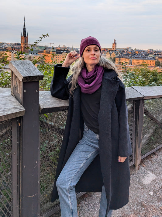 Wool, tube shawl Purple 