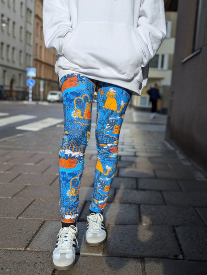 Leggings Katt blå