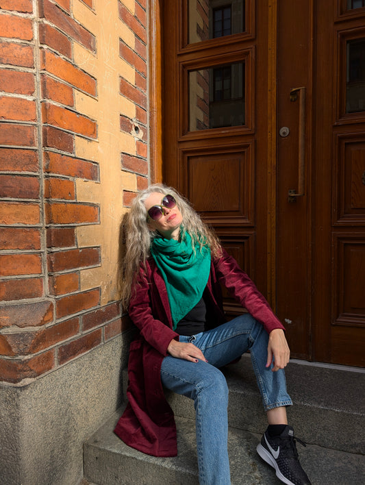 Bright green wool scarf 