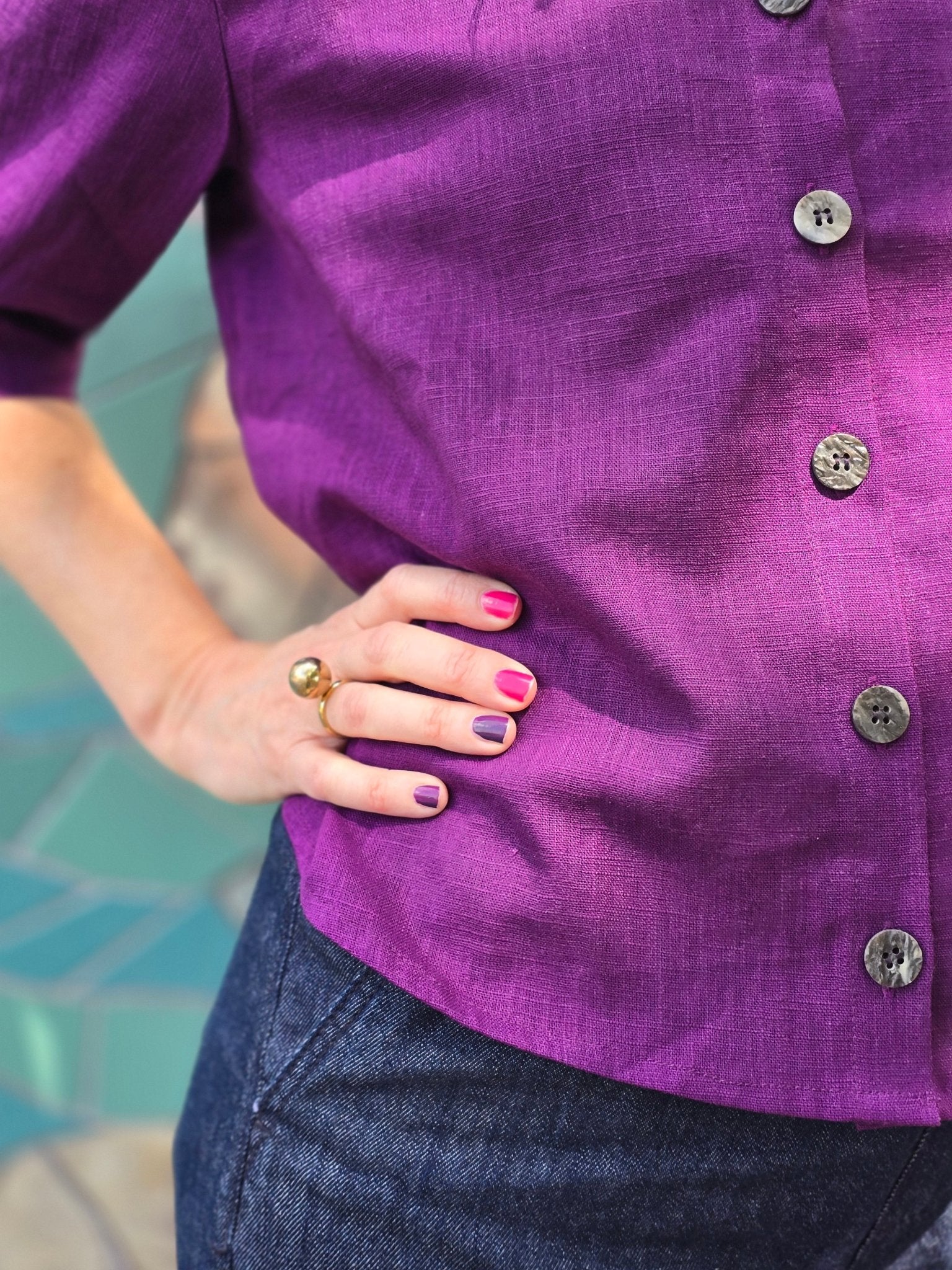 Blus Lila linneblus | Rino Blus i S från Rino Design Sthlm