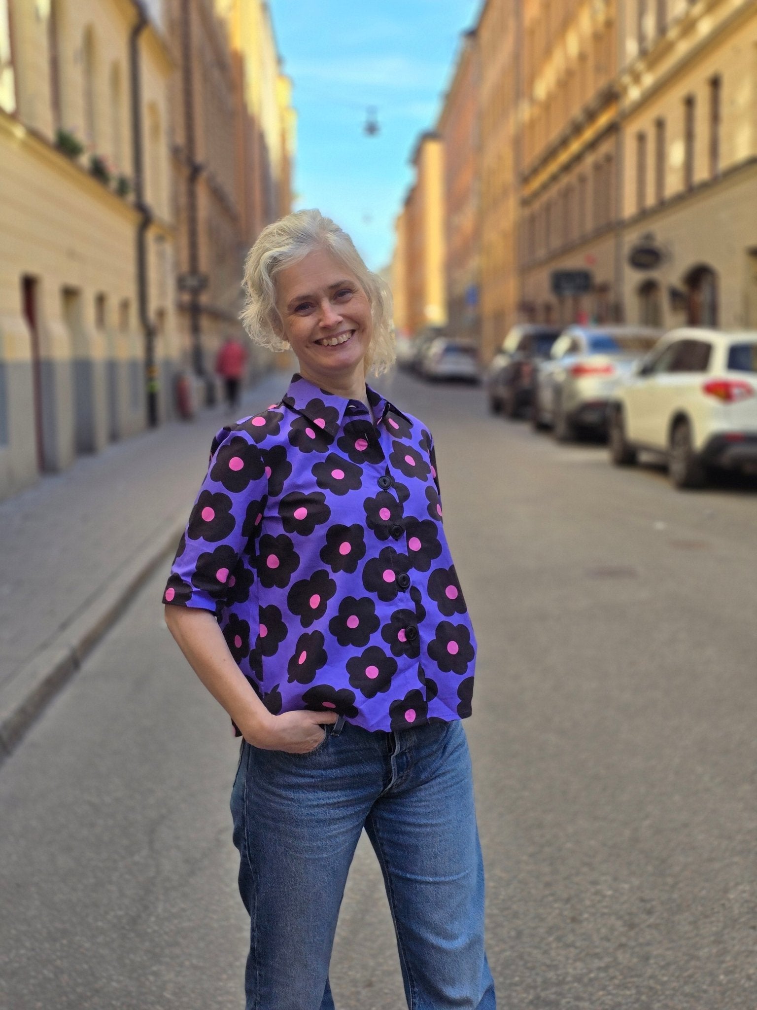 Blus Lila Retroblomma - Rino Design Sthlm