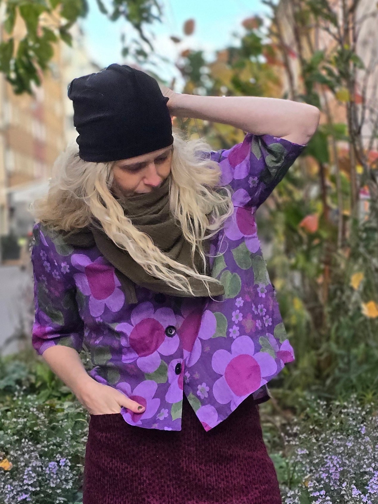 Blus Lila Solblomma | Rino Blus i S från Rino Design Sthlm