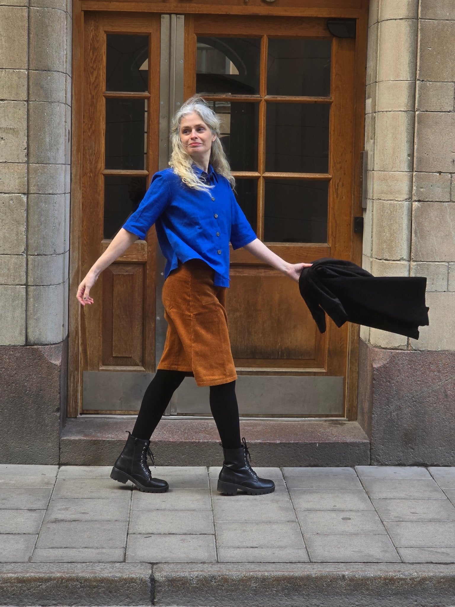 Blus Linne Klarblå | Rino Blus i S från Rino Design Sthlm