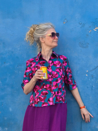 Blus Poppy Petrol - Rino Design Sthlm