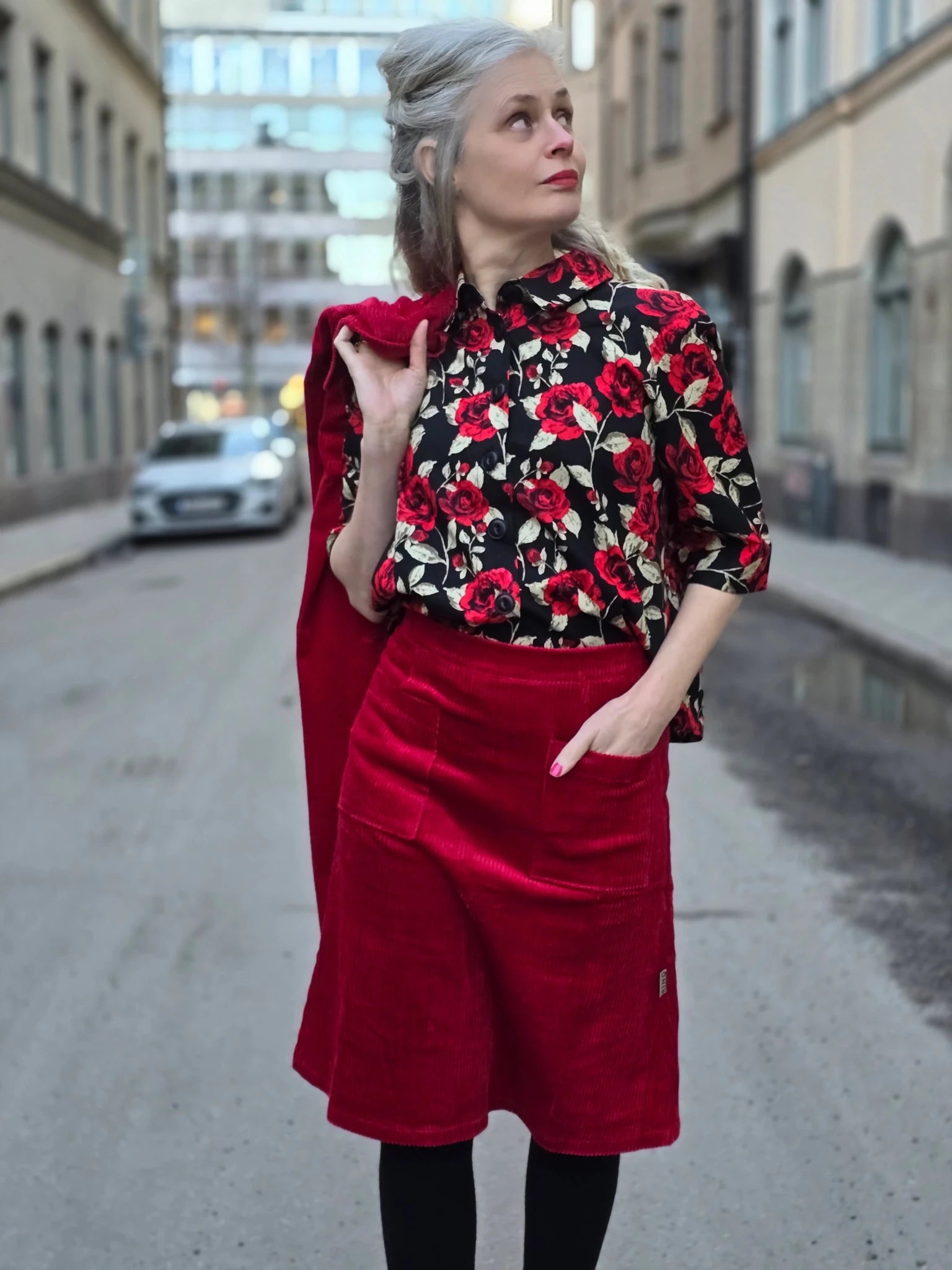 Blus Rosor Poplin | Rino Blus i S från Rino Design Sthlm