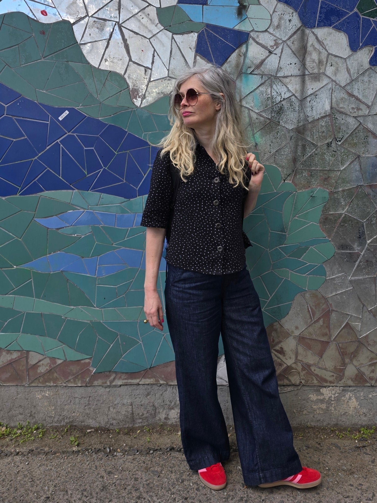 Blus Svart/Vita prickar Muslin | Rino Blus i S från Rino Design Sthlm