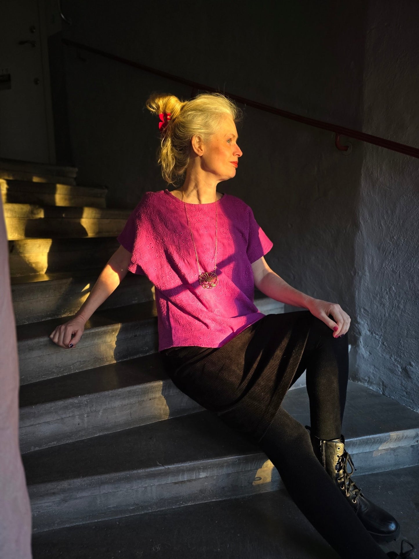 Box - blus dam – Muslin Brodyr Lila - Rino Design Sthlm