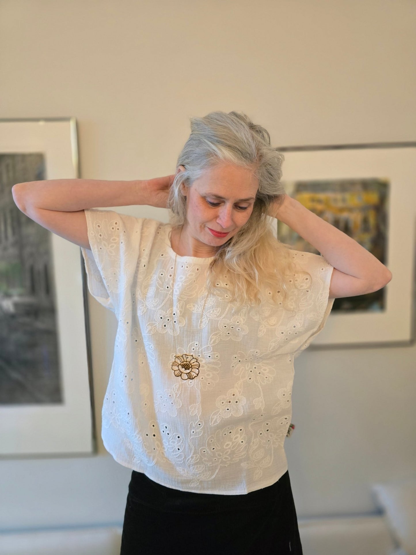 Box - blus dam – Muslin Brodyr Vit - Rino Design Sthlm