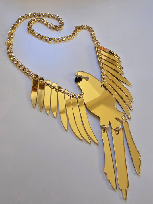 Halsband bird guld - statement halsband akryl - Rino Design Sthlm