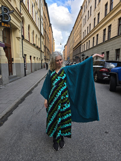 Kaftan Wonder Woman Petrol Guldprickar - Rino Design Sthlm