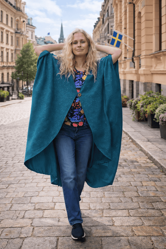 Kaftan Wonder Woman Petrol Guldprickar | Rino - Rino Design Sthlm