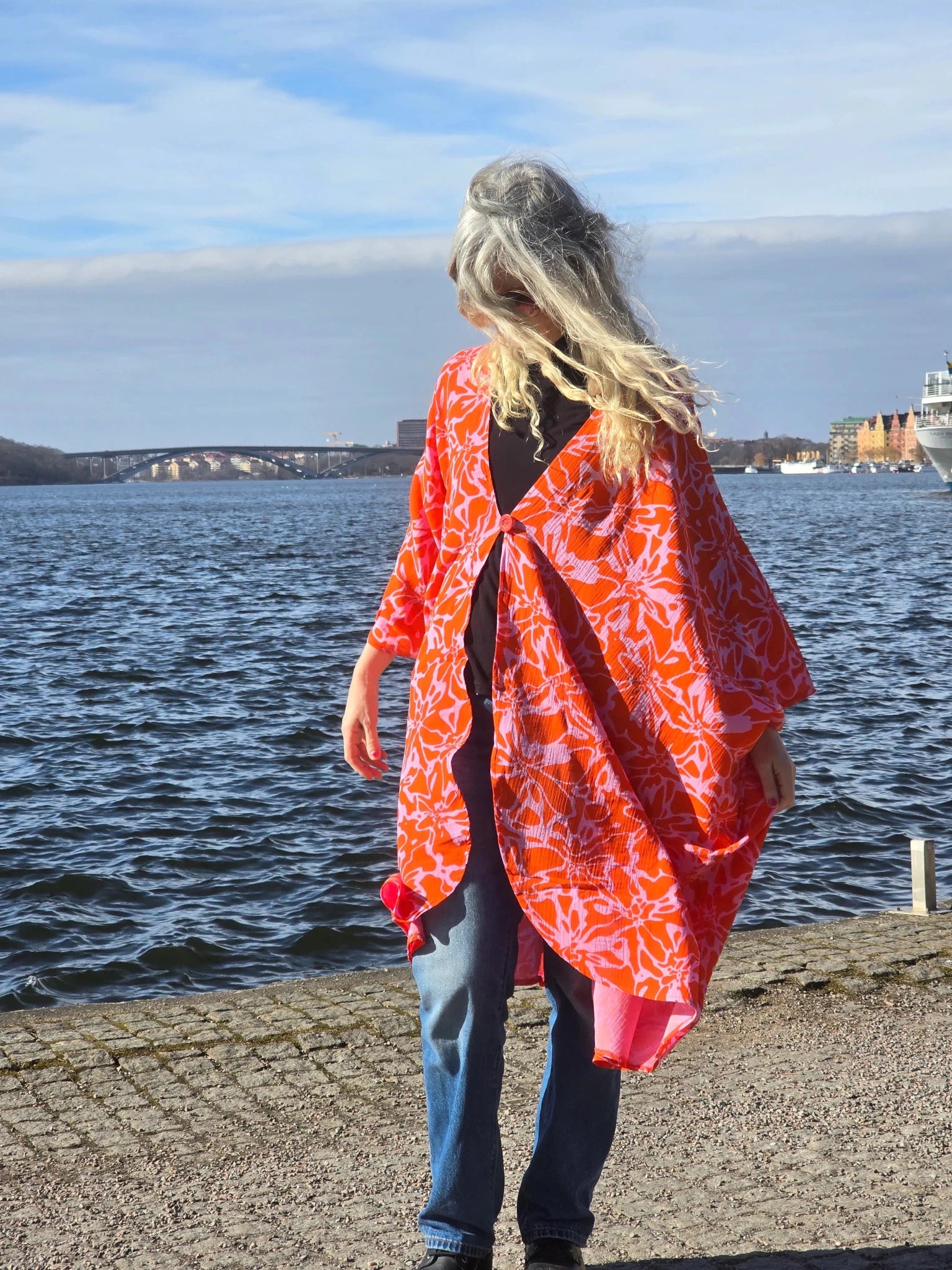 Kaftan Wonder Woman Rosa - orange | Rino Kaftan muslin i One size från Rino Design Sthlm