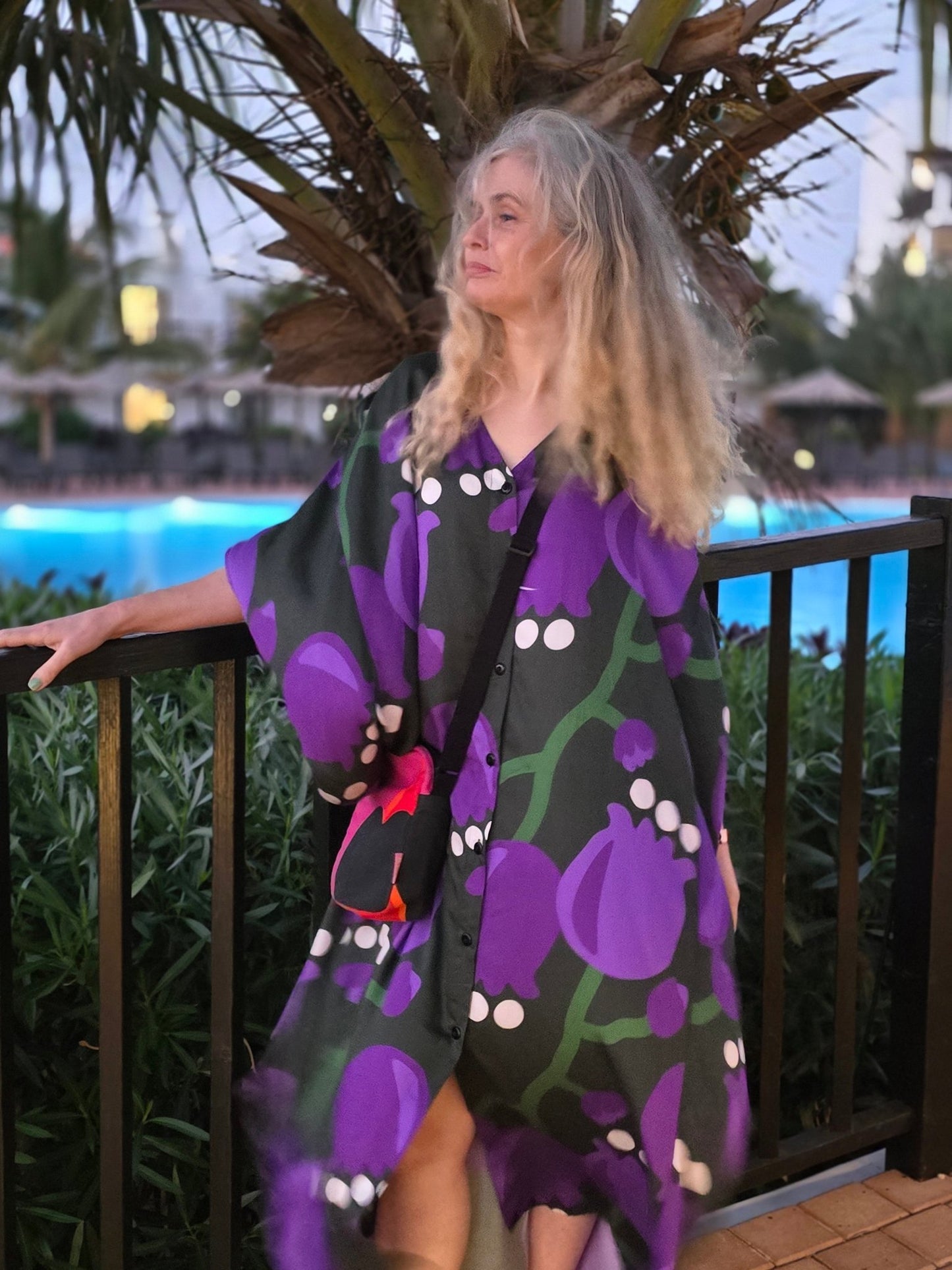 Kaftanklänning Multi Lila Tulpan - Rino Design Sthlm