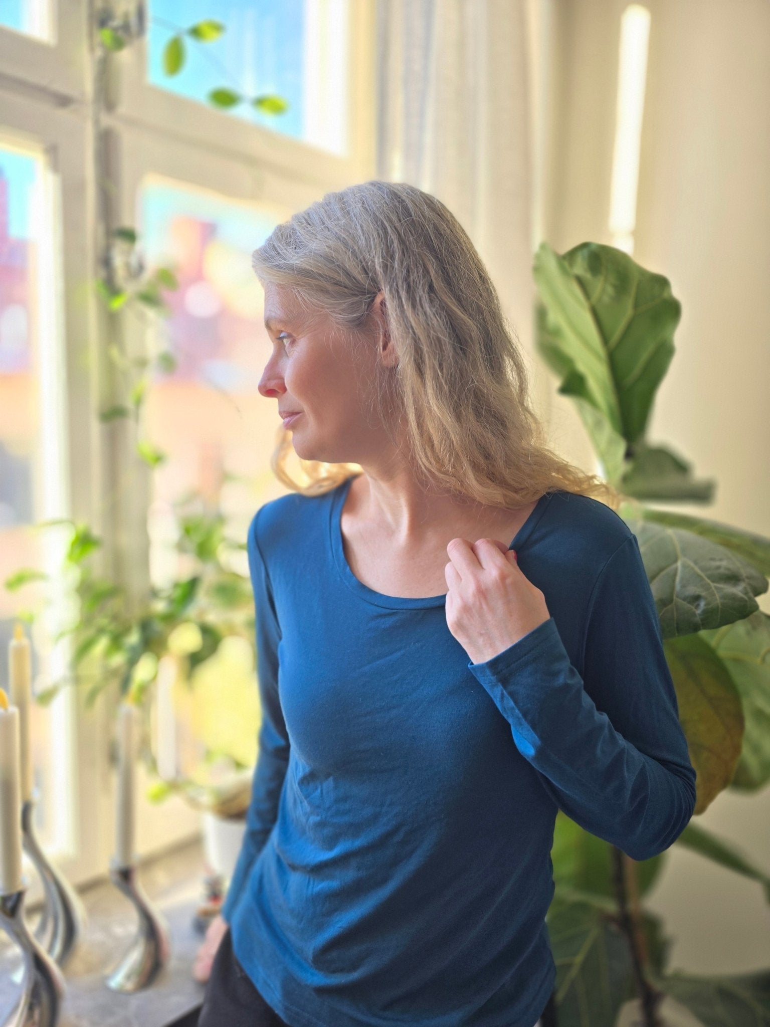 Långärmad tröja Bambu Petrol | Rino - Rino Design Sthlm