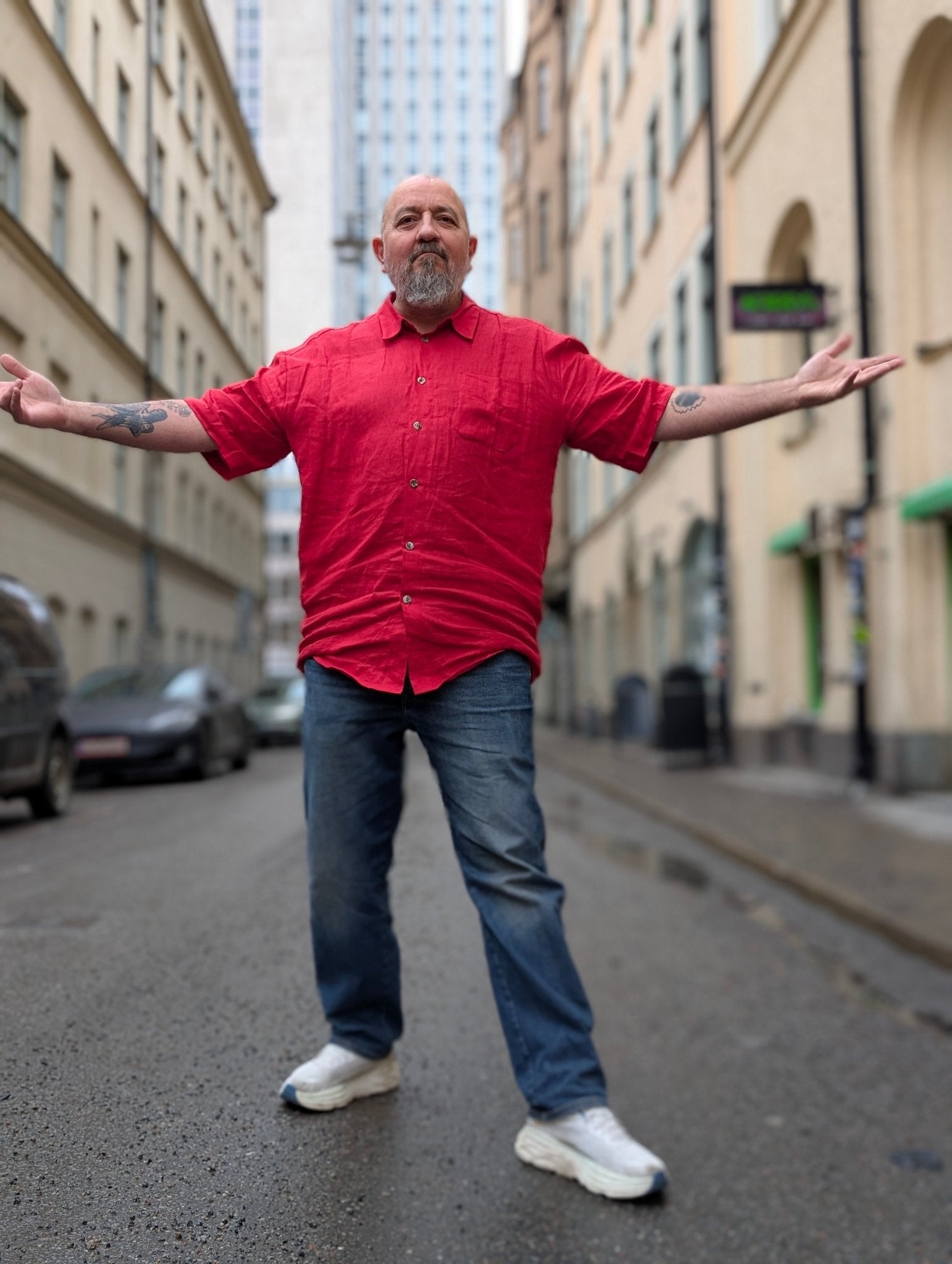 Linneskjorta Herr Röd – Rino Design Man Skjorta herr i S från Rino Design Sthlm