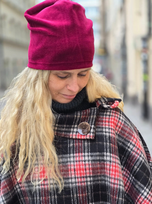 Mössa Velour Vinröd - Rino Design Sthlm