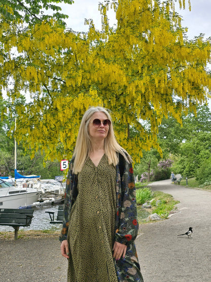 Omlottklänning Mörkgrön sval sommarklänning - Rino Design Sthlm