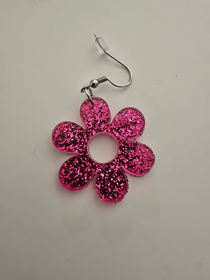 Örhängen Flower Power Cerise glitter | Rino Örhängen i Mindre från Rino Design Sthlm
