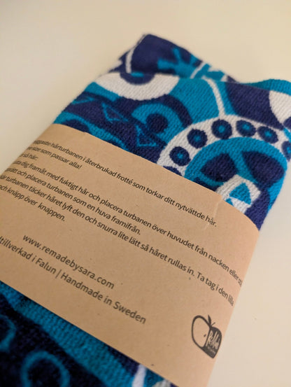 Retro turban i frotte Blå - Rino Design Sthlm