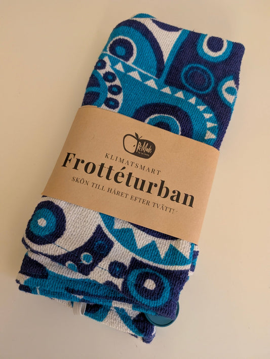 Retro turban i frotte Blå - Rino Design Sthlm