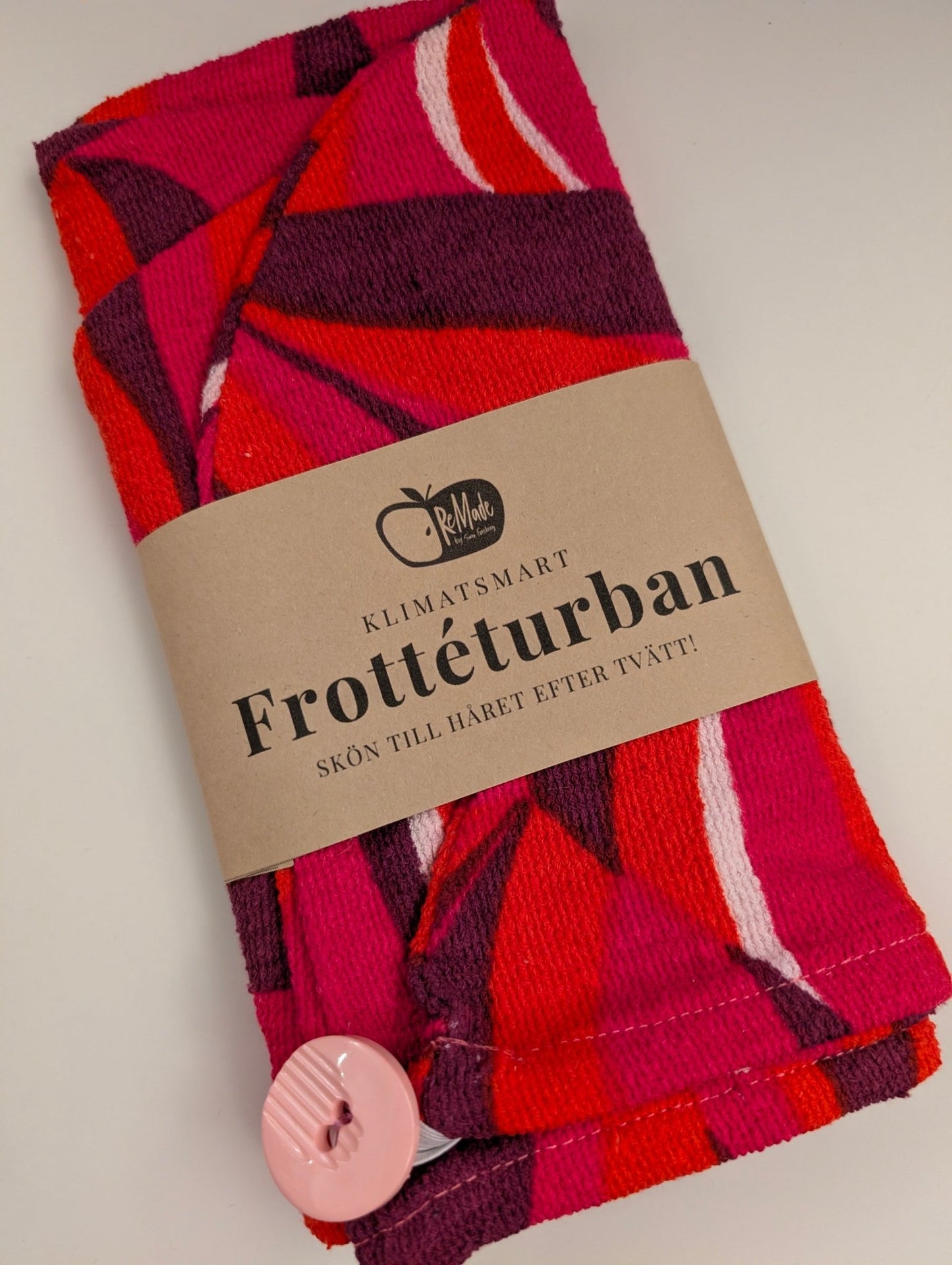 Retro turban i frotte röd - Rino Design Sthlm