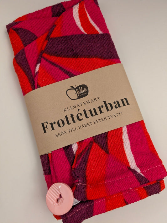 Retro turban i frotte röd - Rino Design Sthlm