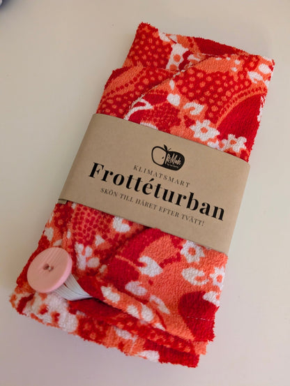 Retro turban i frotte Röd återbruk - Rino Design Sthlm