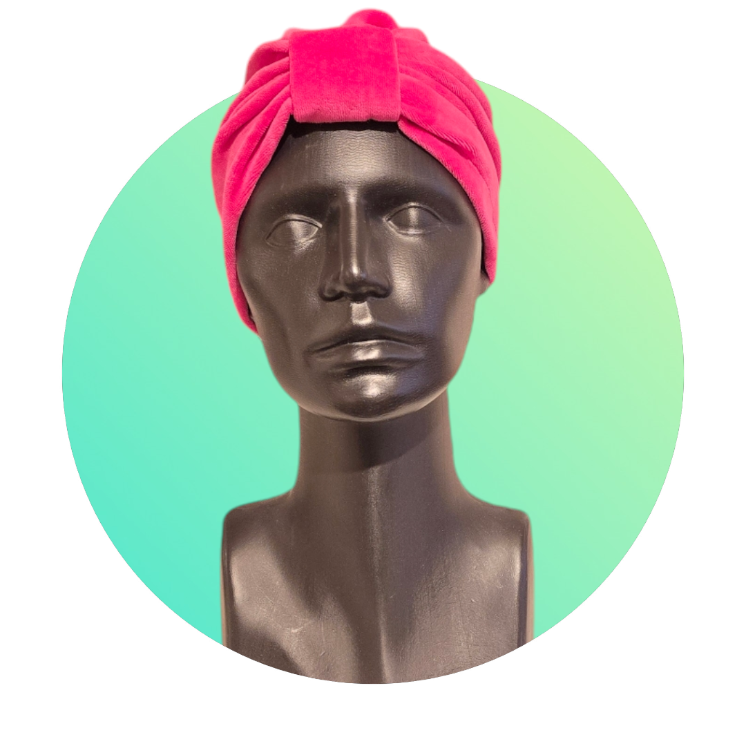 Turban in cerise velour