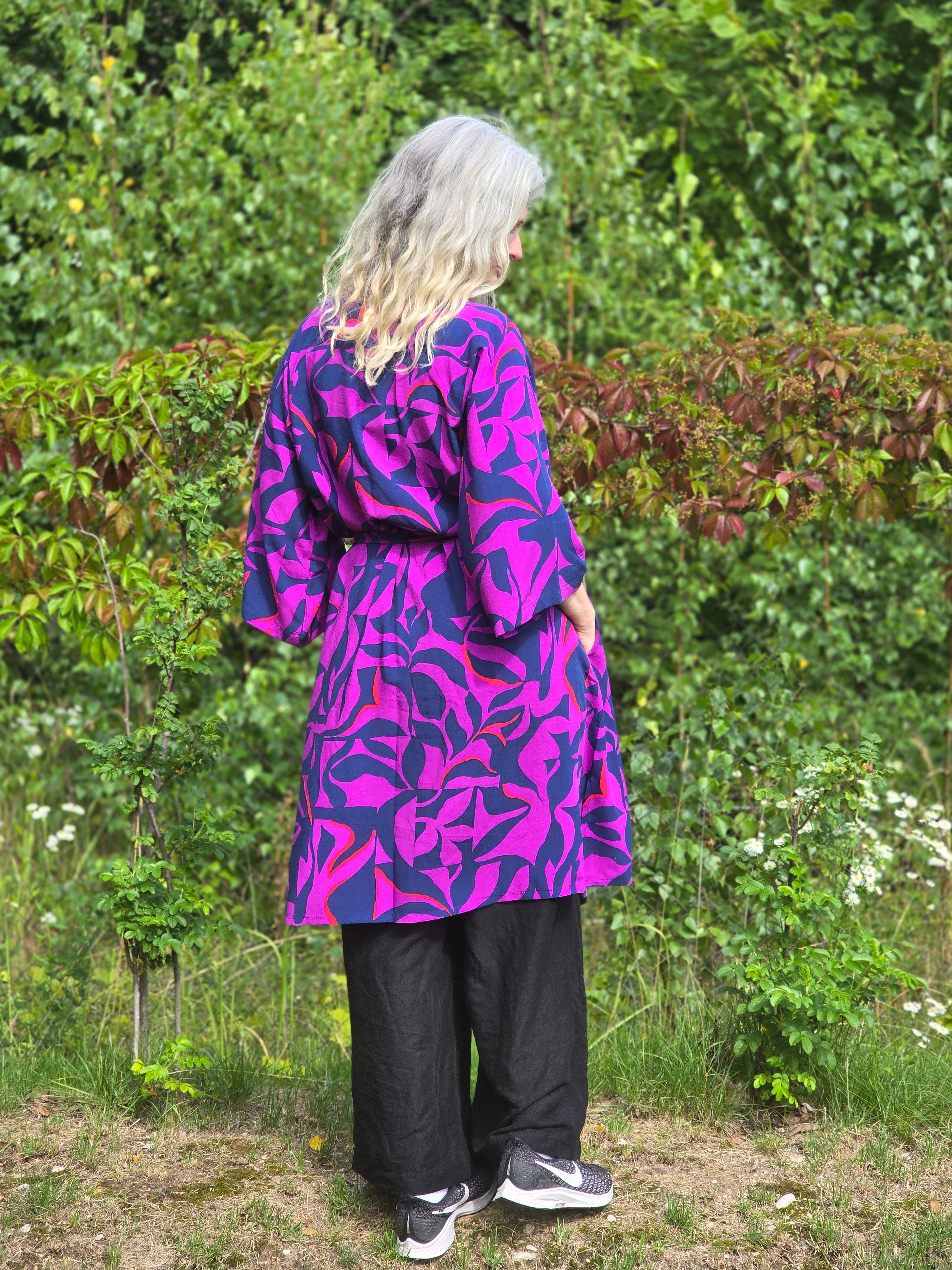 Kimono färgglad Lila Mörkblå | Rino