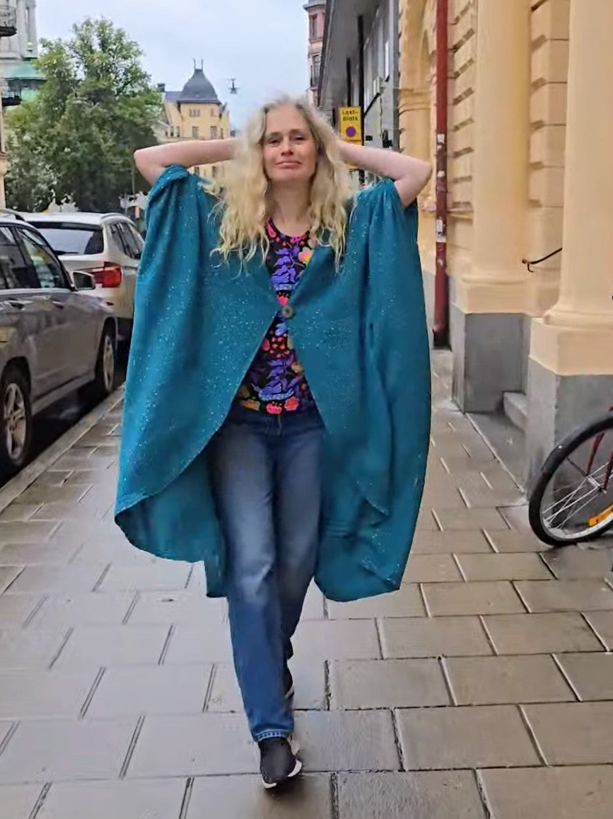 Kaftan Wonder Woman Petrol Guldprickar