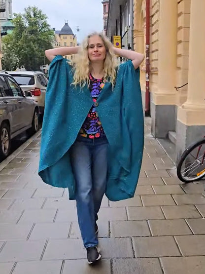 Kaftan Wonder Woman Petrol Guldprickar