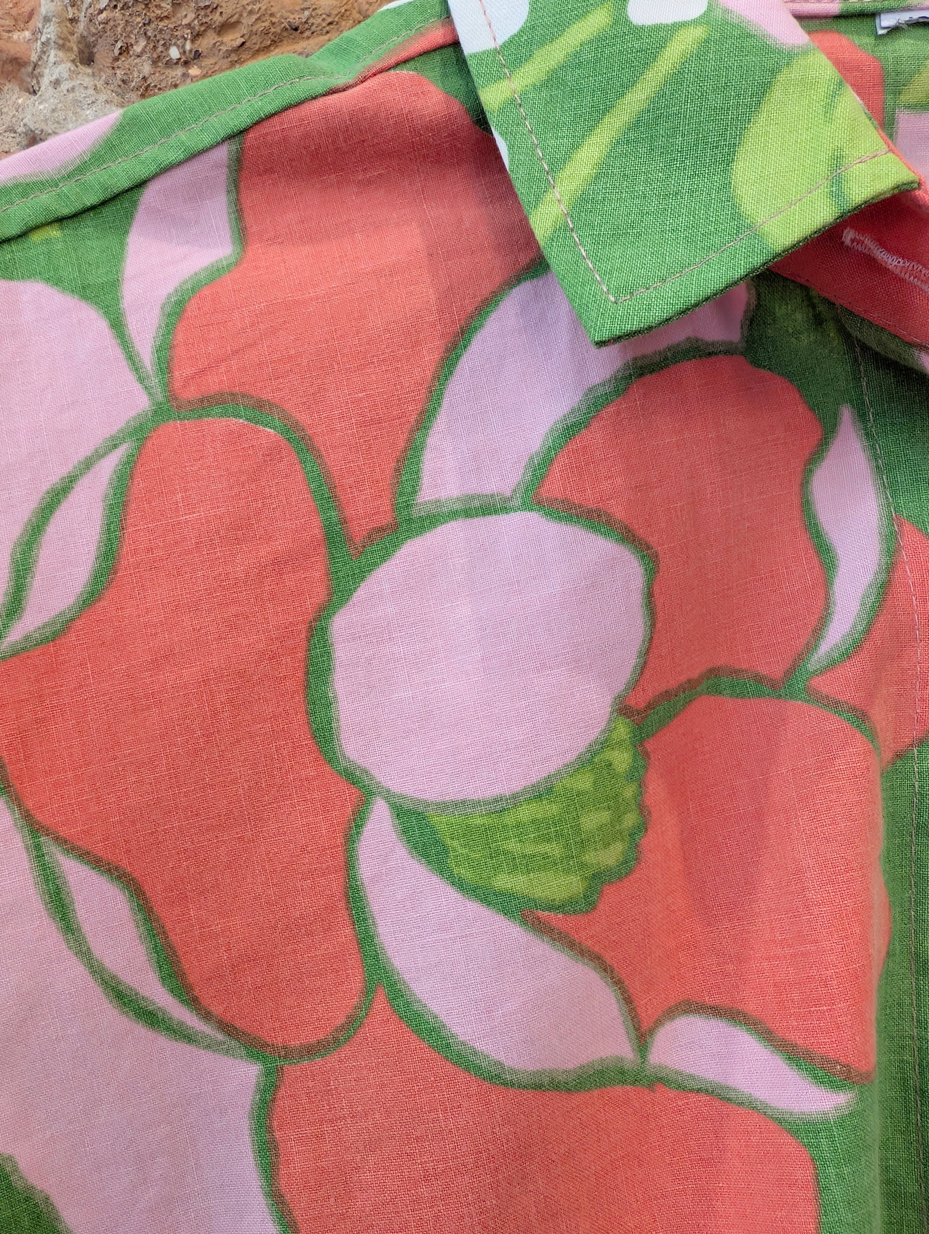 Blus Nätt Retro Grön/rosa | Rino
