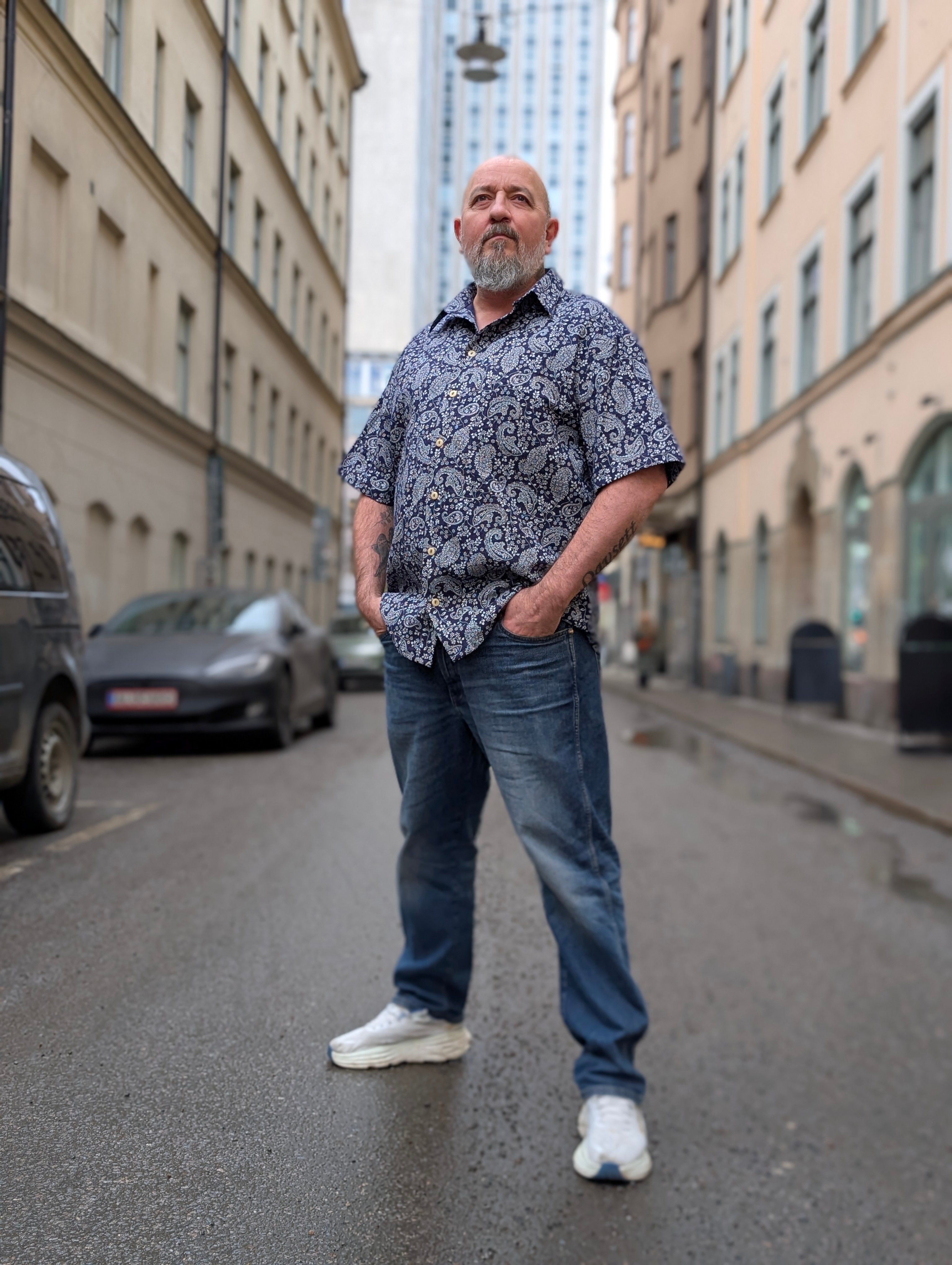 Muslinskjorta Herr Mörkblå – Rino Design Man