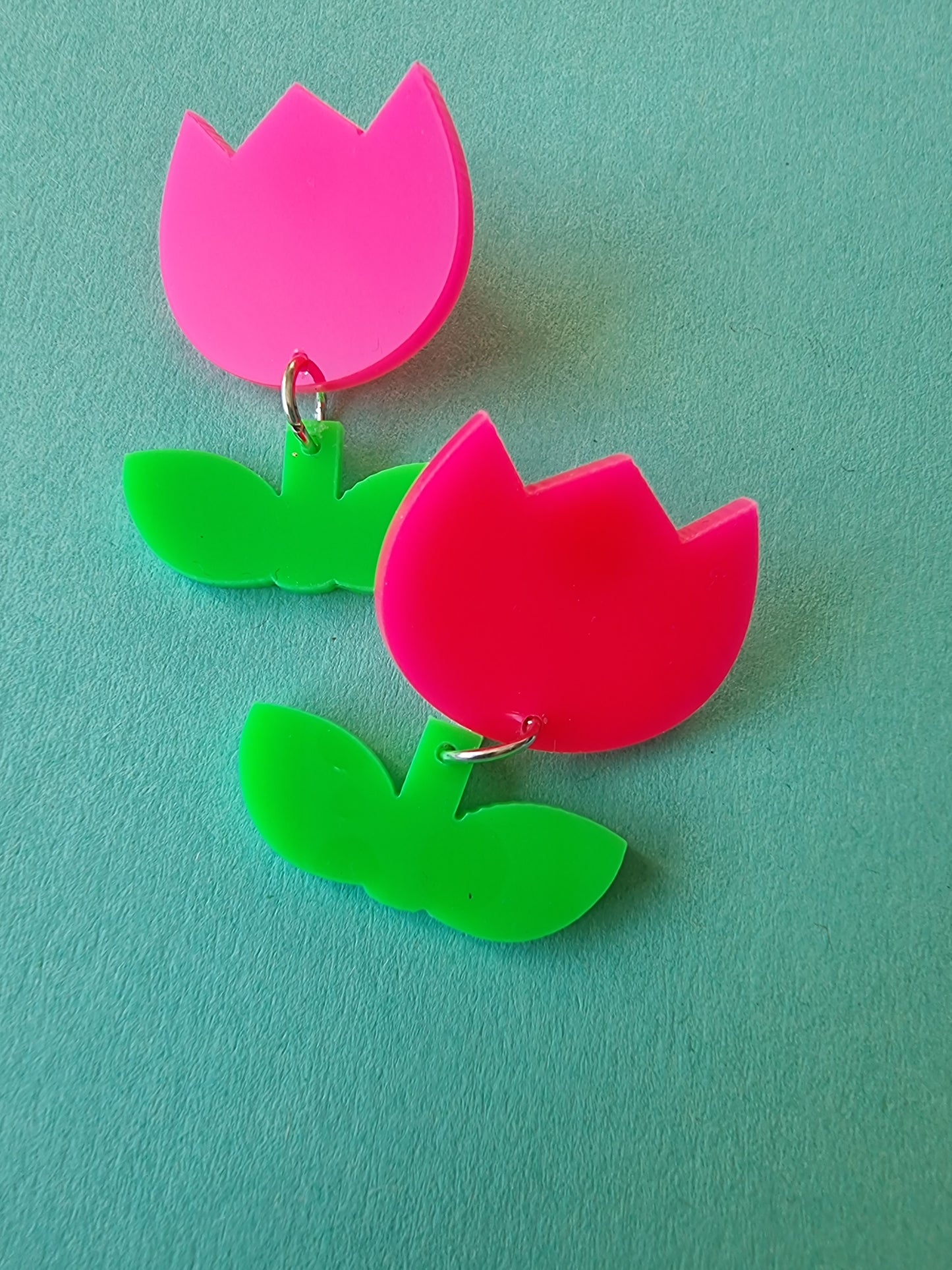 Earrings Tulip Green/Pink