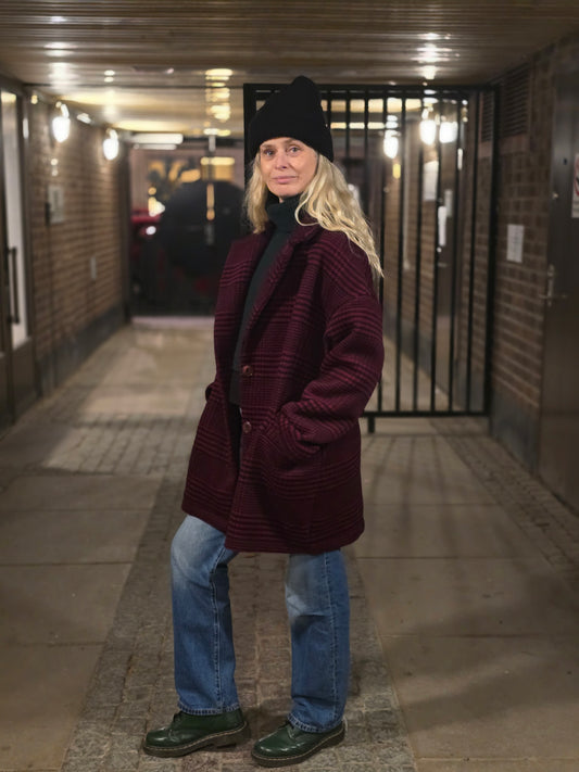 Jacka oversized röd ull