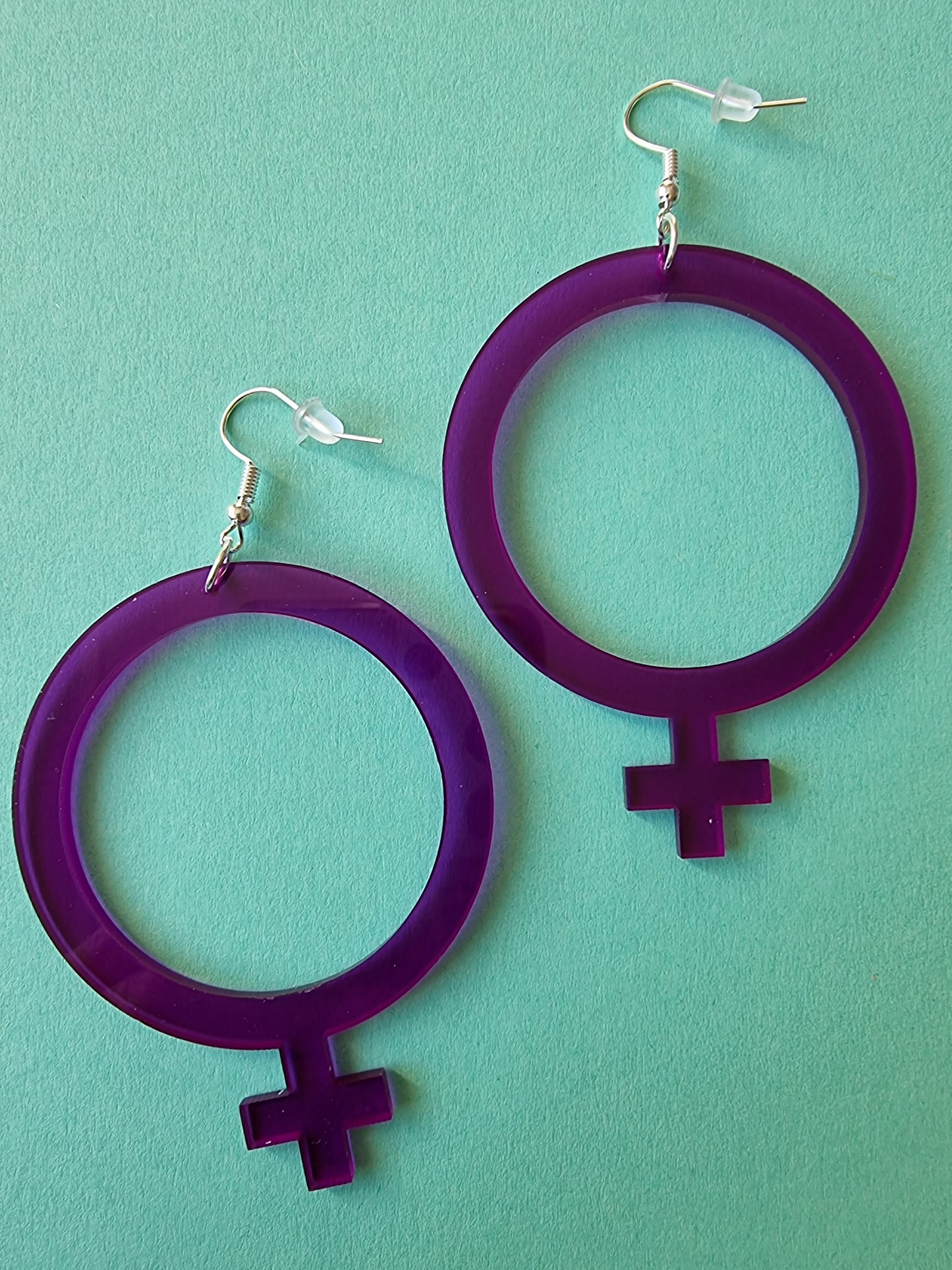 Earrings feminist Purple