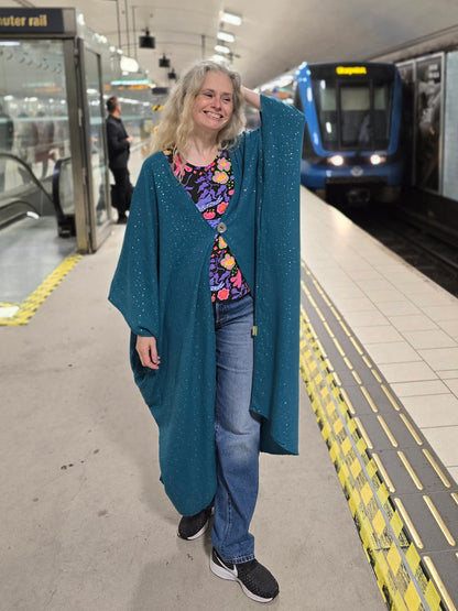 Kaftan Wonder Woman Petrol Guldprickar
