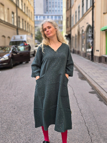 Muslinklänning Vera Petrol Guldstänk