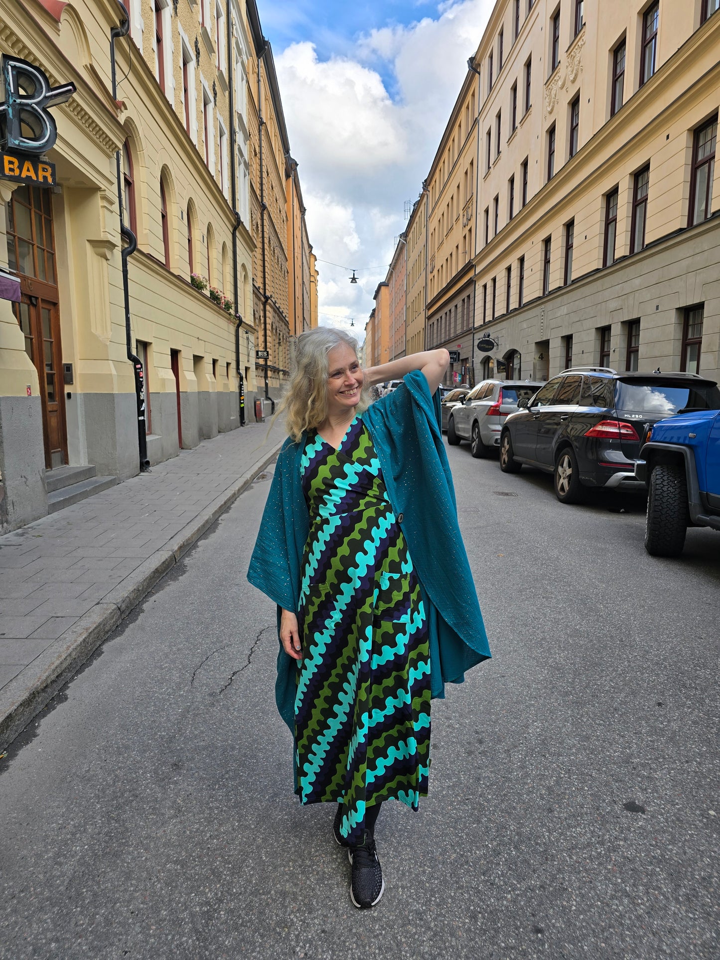 Kaftan Wonder Woman Petrol Guldprickar