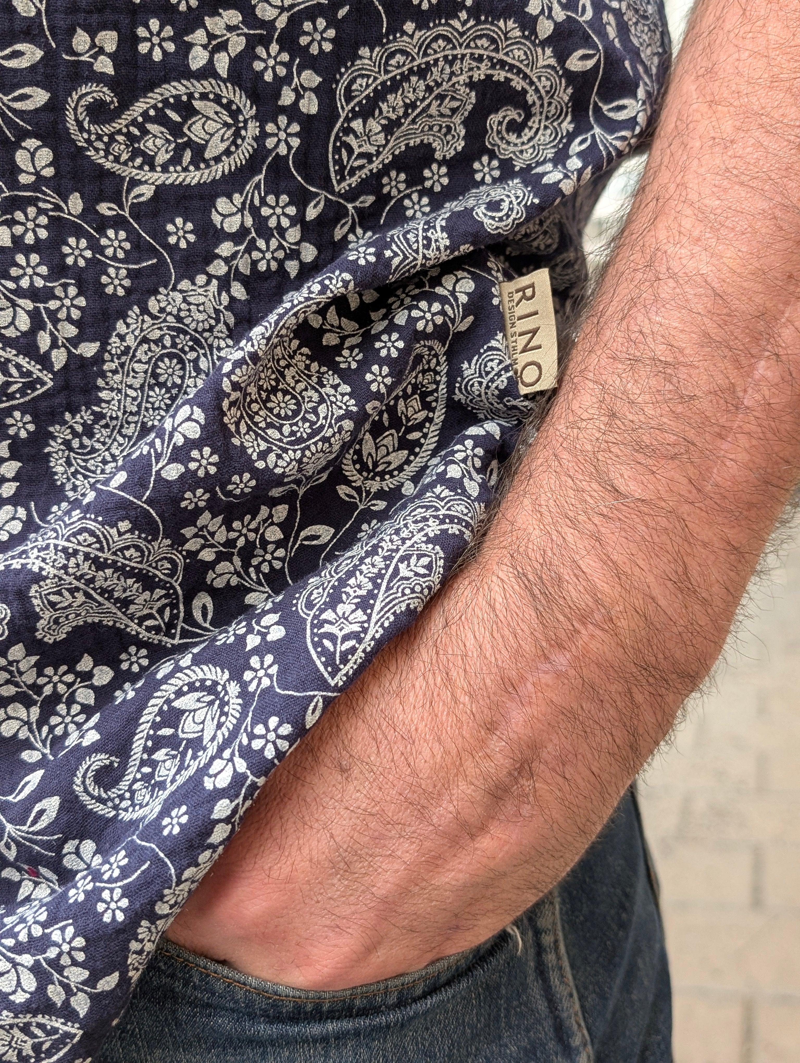 Muslinskjorta Herr Mörkblå – Rino Design Man