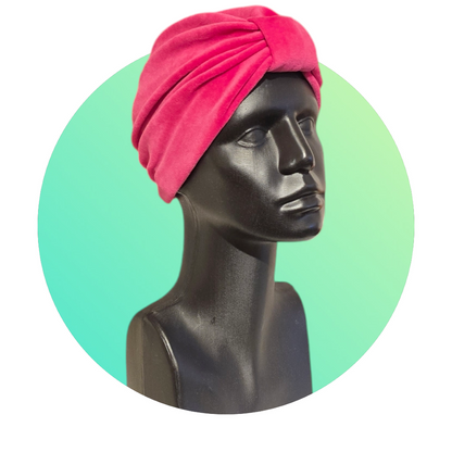 Turban in cerise velour