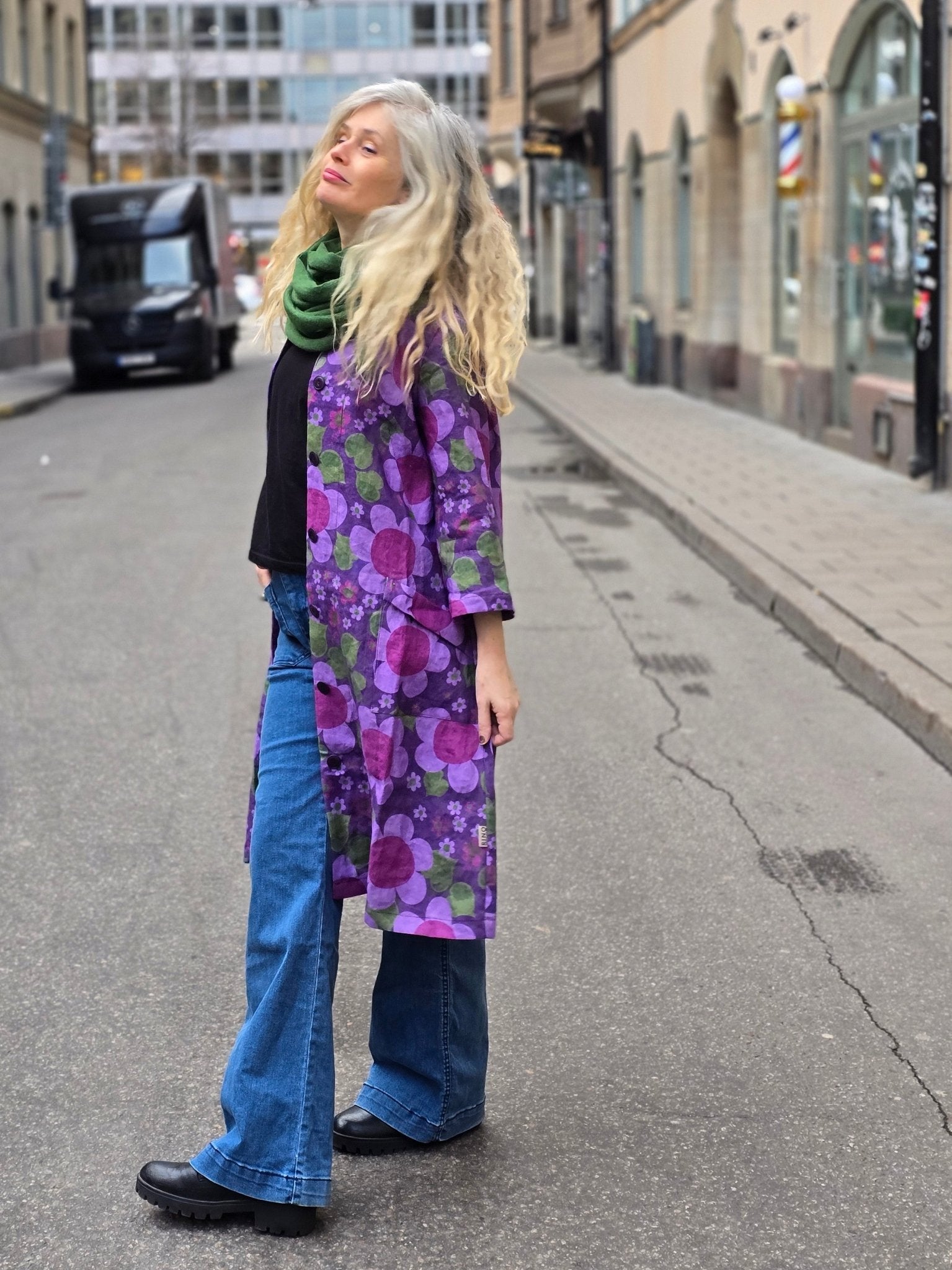 Rockklänning / Städrock linne Solblomma - Rino Design Sthlm