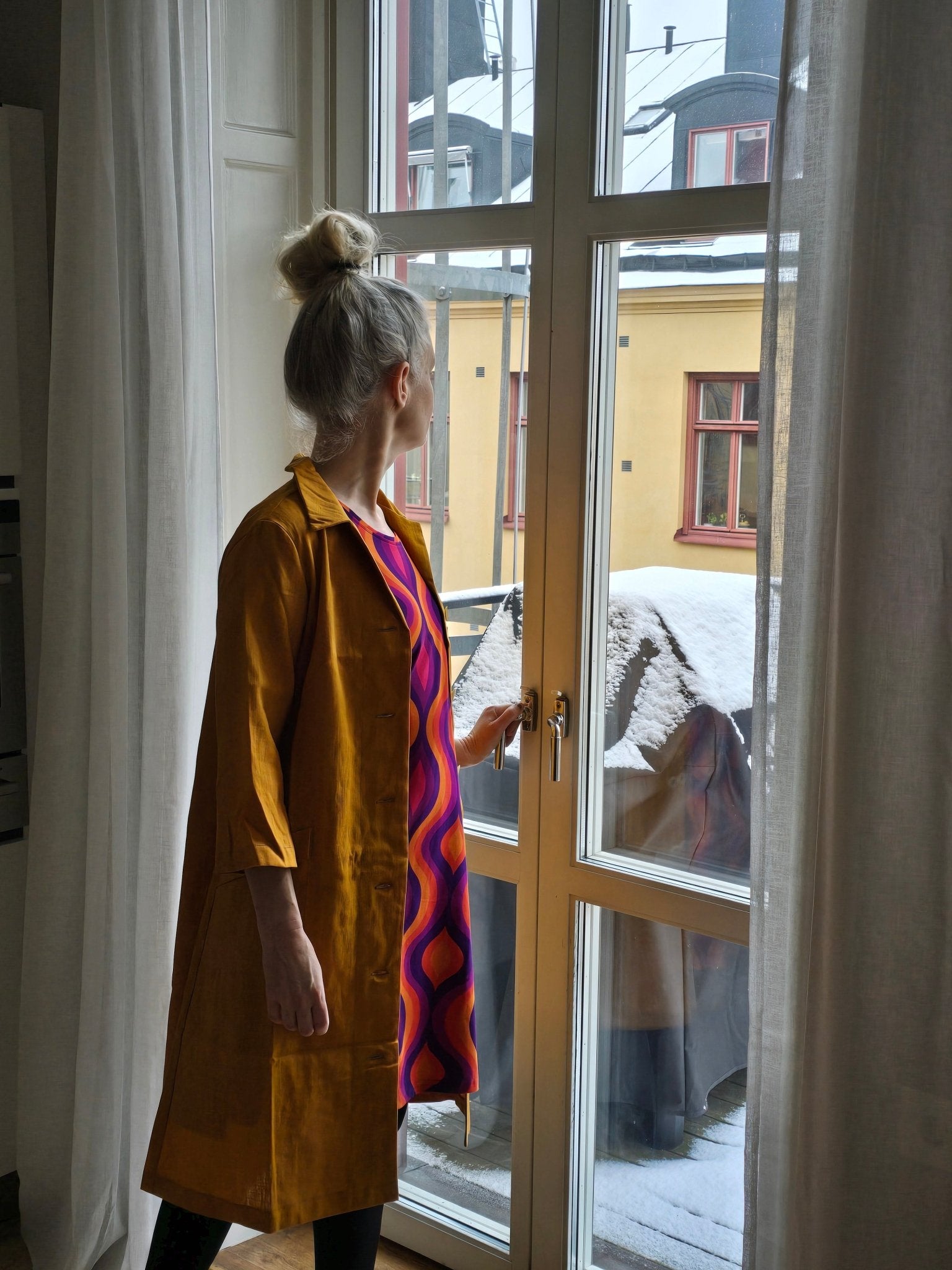 Rockklänning / Städrock Senapsgul 100% Lin - Rino Design Sthlm