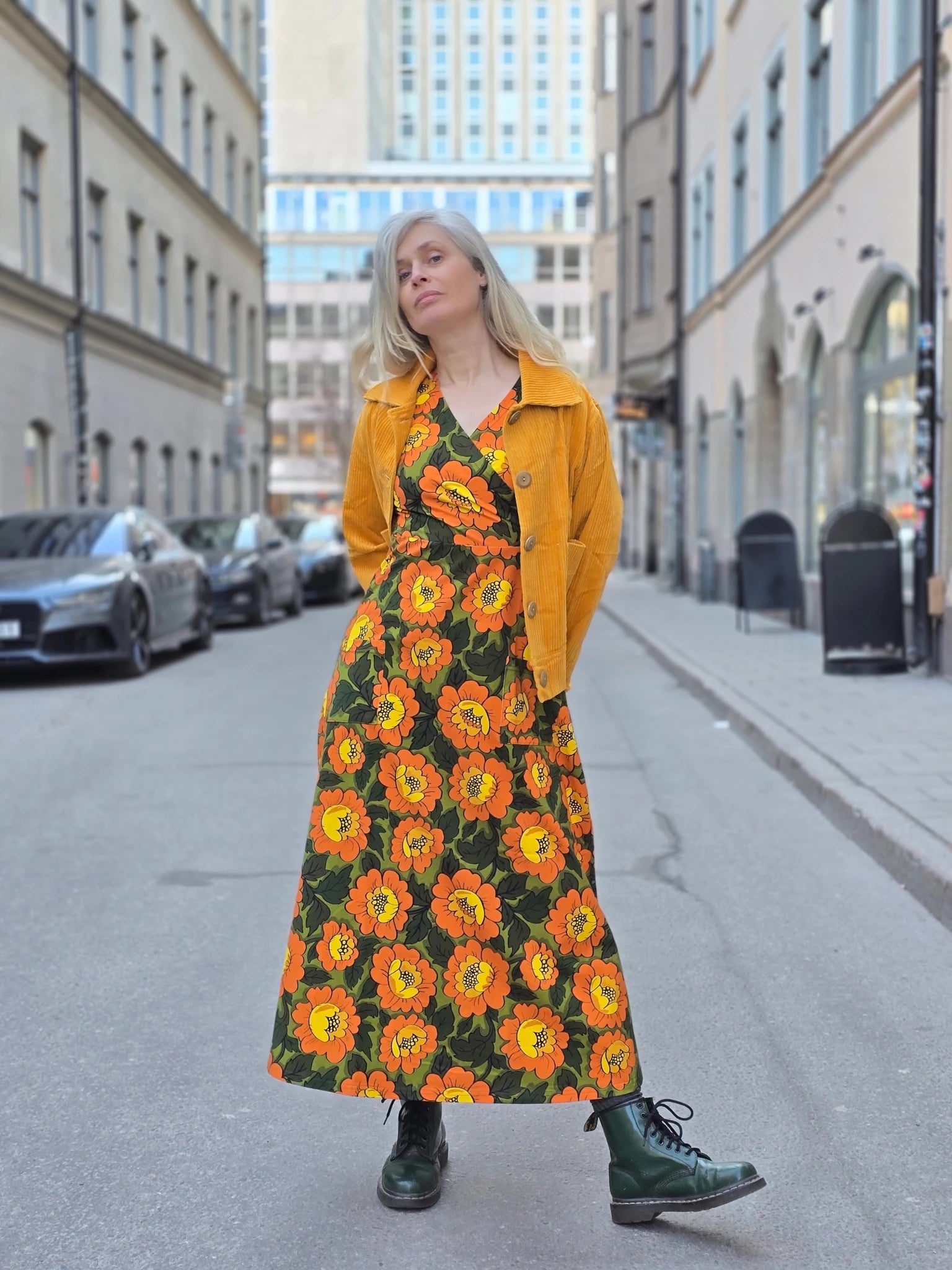 Trikåklänning lång Rosenvik Gul | Rino Klänning i S från Rino Design Sthlm