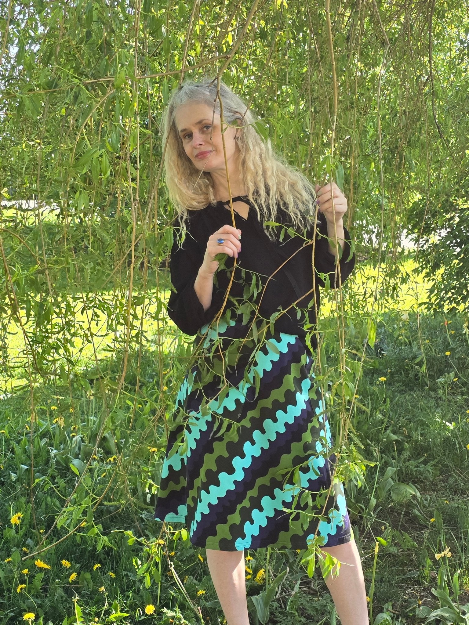 Trikåkjol s mönster Krusning | Rino Kjol i S från Rino Design Sthlm