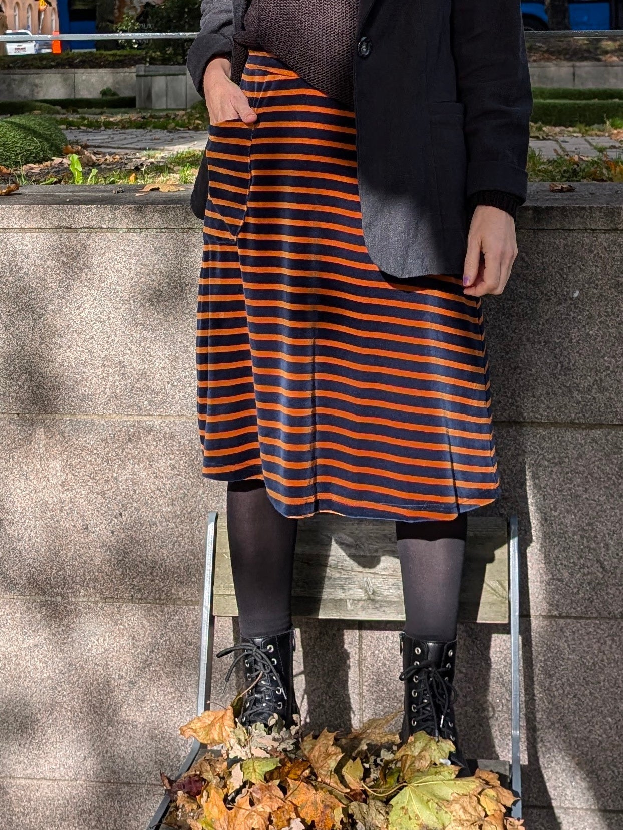 Velourkjol Randig | Rino Kjol i S från Rino Design Sthlm