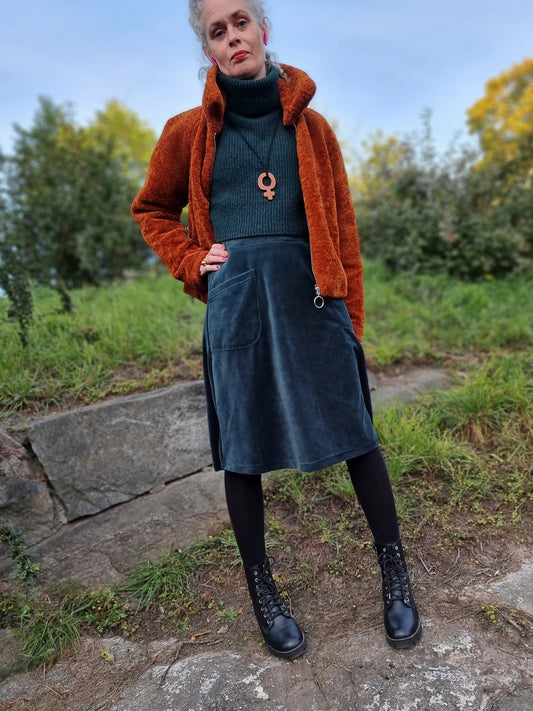 Velourkjol Skogsgrön - Rino Design AB