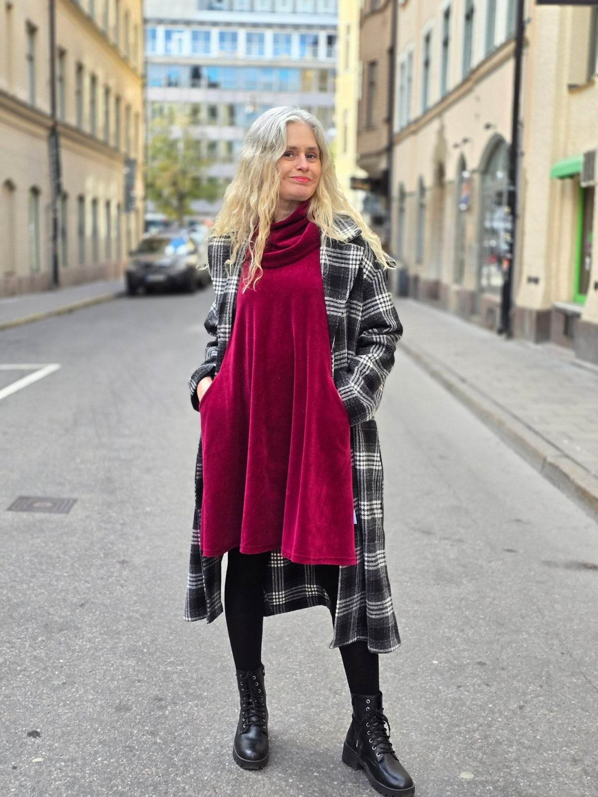 Klänning A - linje Vinröd | Rino Klänning i S från Rino Design Sthlm