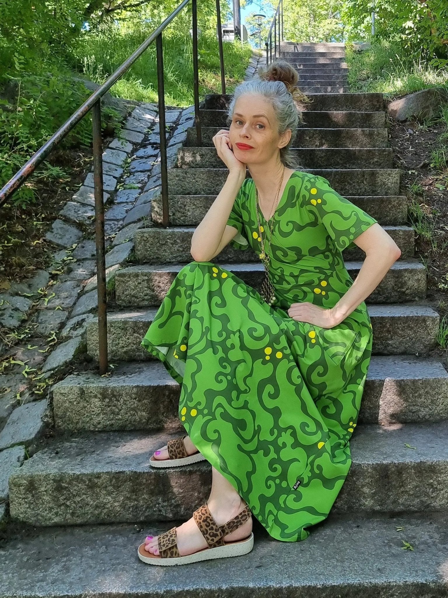 Långklänning Virvel Grön | Rino Klänning i S från Rino Design Sthlm