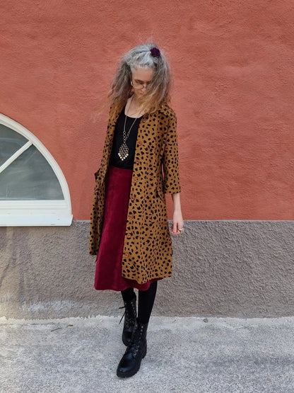 Velourkjol med fickor Vinröd - Rino Design Sthlm